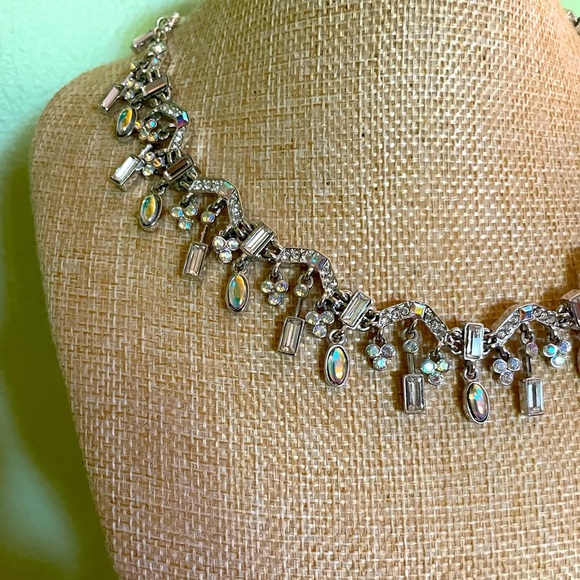 Silver Necklace with Stunning, Iridescent Aurora Borealis Crystal Accents - Picture 10 of 13